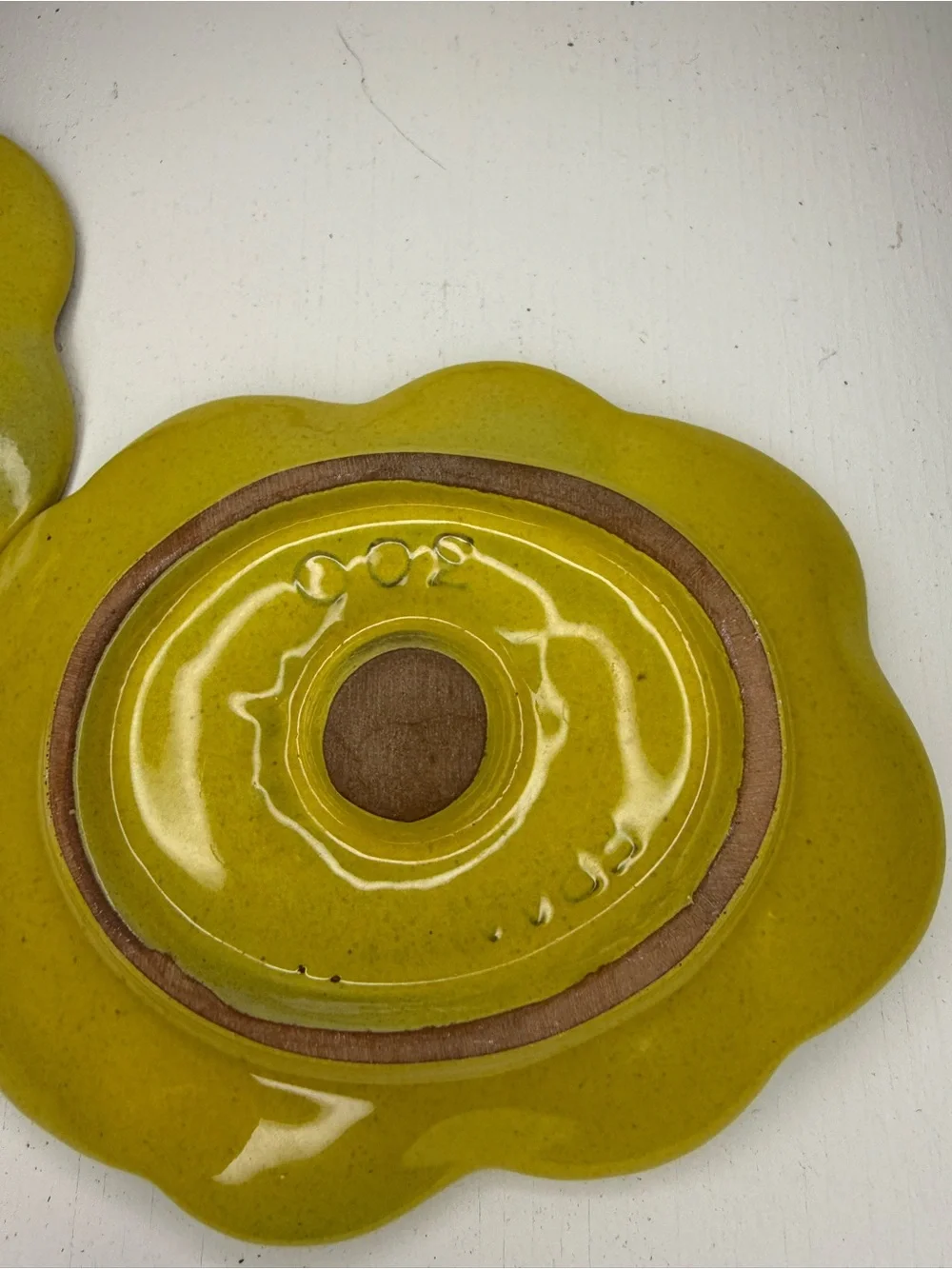 VINTAGE Frankoma Pottery Plainsman Autumn Yellow Candlestick Holder Set